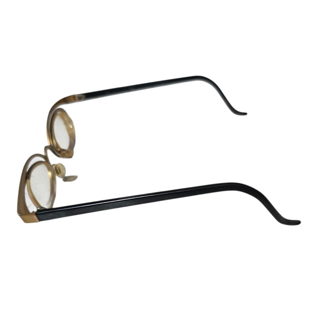 Vintage Theo Belgium Eyeglasses Gold & Black Oval Avant-Garde Frames - Picture 3 of 5